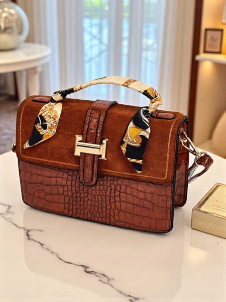 Aurelia Elegante Camel - Mini sac à main pour femme en daim et vernis Venezia Classico