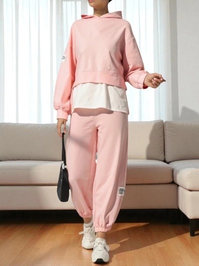 Royalfashion Ensemble en coton pour femmes avec une insertion ressemblant à une chemise