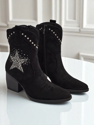 Cowboy boots pour femmes à talons avec étoile décorative en strass FableStray