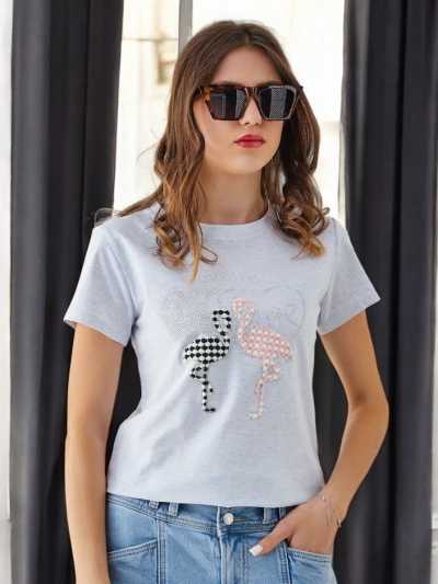 Royalfashion T-shirt en coton pour femmes Flaming Love