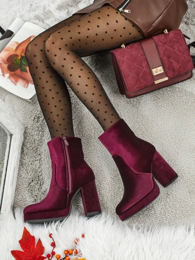 Bottines pour femmes à talons épais imitation velours Miss