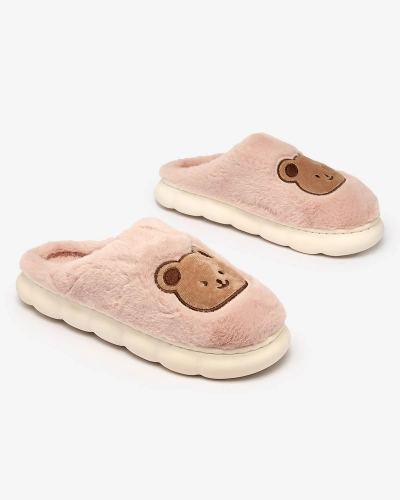 Royalfashion Pantoufles violettes en fourrure pour femme avec ours en peluche Hettres