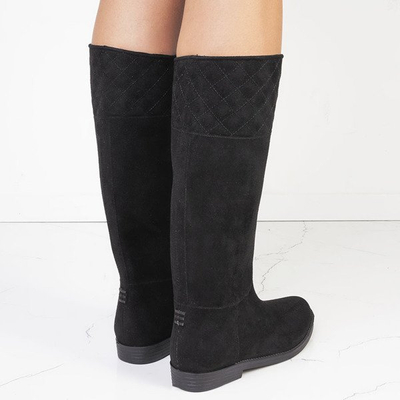 Bottes noires à talons plats Rosemery - Chaussures