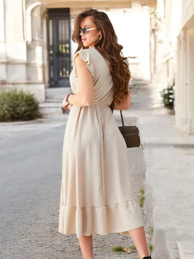 Robe midi pour femmes Royalfashion avec volants et manches courtes