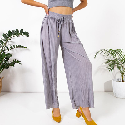 Pantalon palazzo ample en maille grise - Vêtements