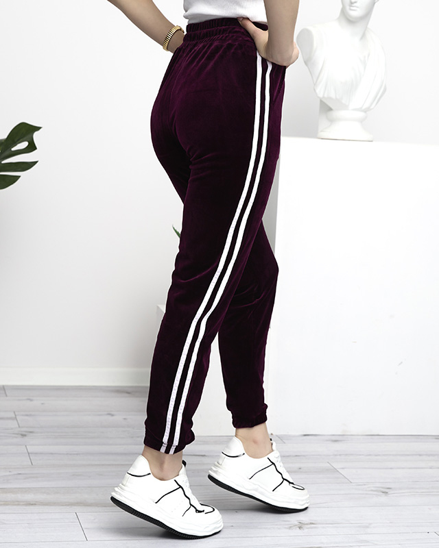 Survêtements femme velours bordeaux à rayures - Vêtements