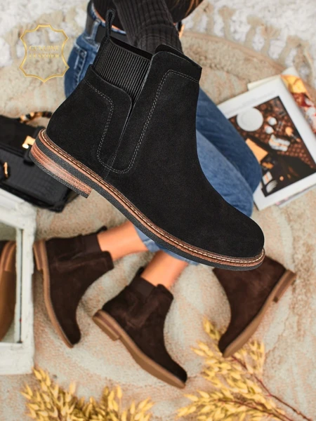 Bottines Noires Ariston en Cuir et Daim