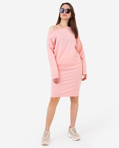 Ensemble blouse et jupe rose femme - Vêtements