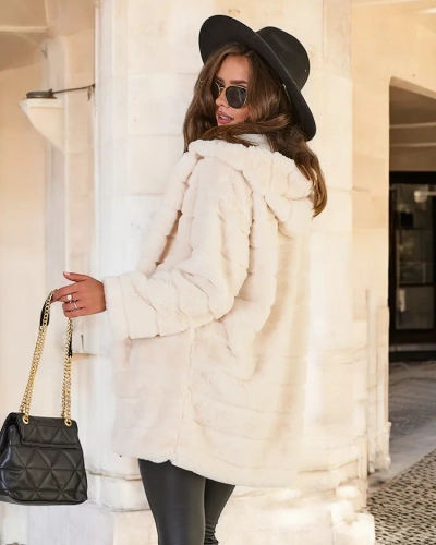 Royalfashion Manteau de fourrure pour femme