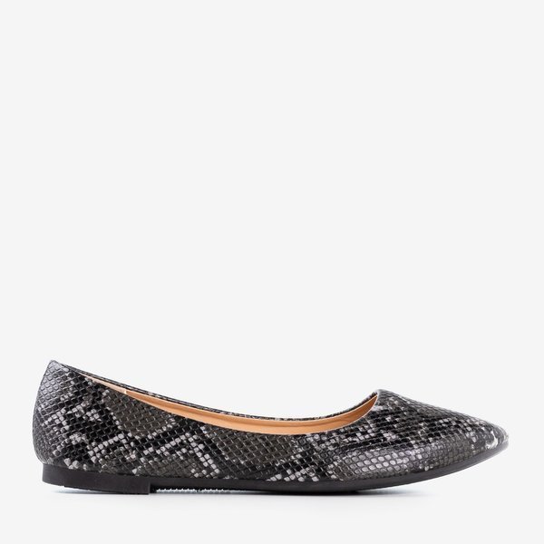 Ballerines pour femmes noires a'la peau de serpent Lilla - Chaussures 1