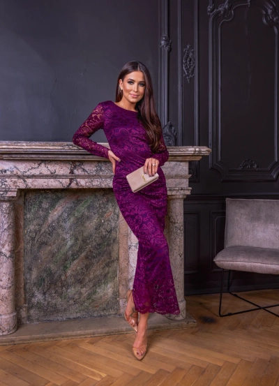 Robe mi-longue en dentelle pour femmes de Royalfashion