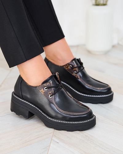 Royalfashion Demi-bottes femme noires à semelle épaisse Dobbin