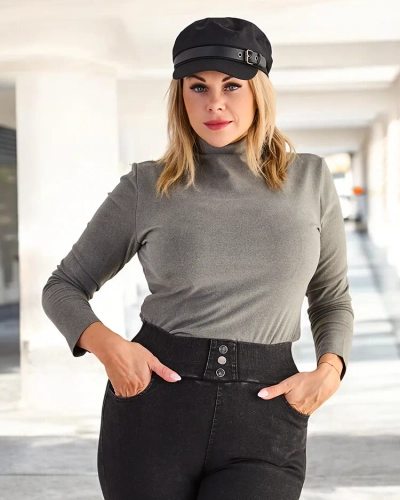 Pull à col roulé pour femme de couleur vert foncé - Vêtements