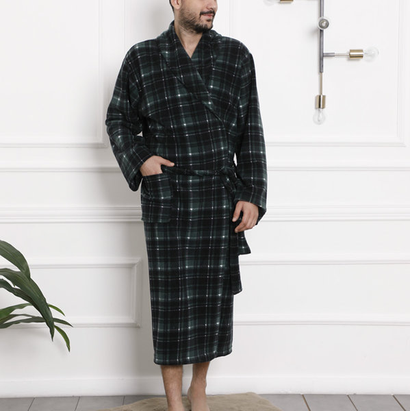 Peignoir homme à carreaux vert foncé - Vêtements