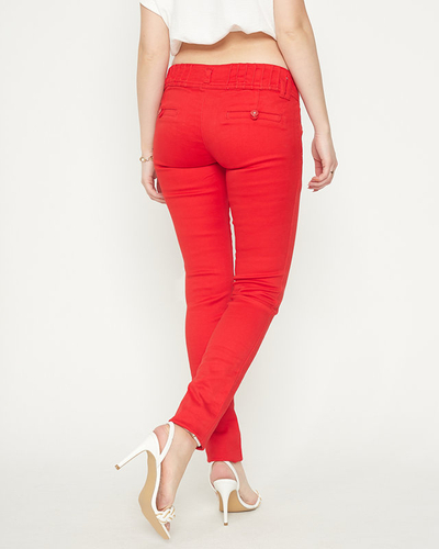 Pantalon femme taille basse en tissu rouge - Vêtements
