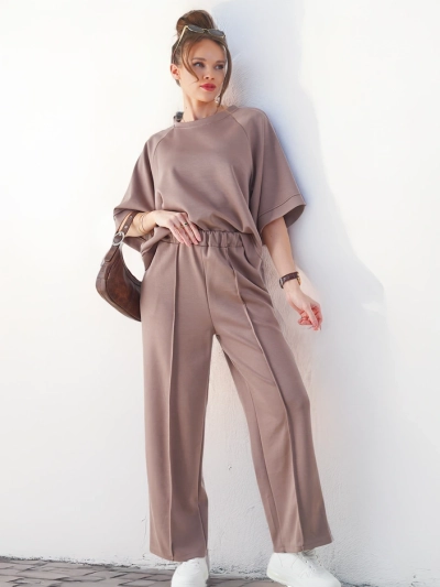 Ensemble Royalfashion pour femmes avec des manches courtes et un pantalon large