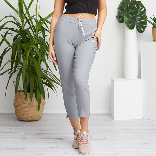 Pantalon femme tissu simple gris - Vêtements