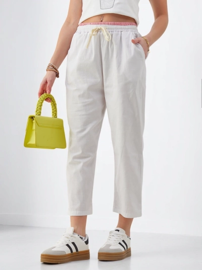 Pantalons larges en coton Royalfashion pour femmes avec un lien