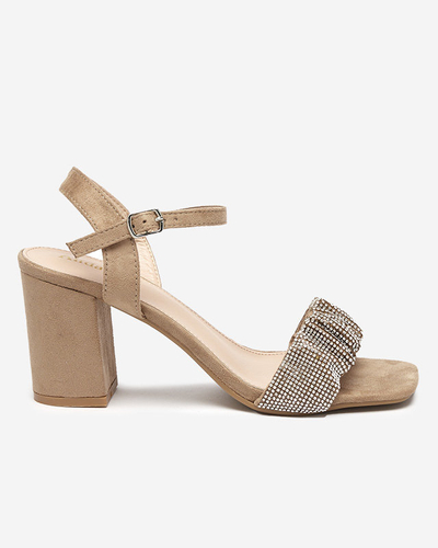 Sandales marron clair pour femme sur tige avec zircones cubiques Trieste - Footwear