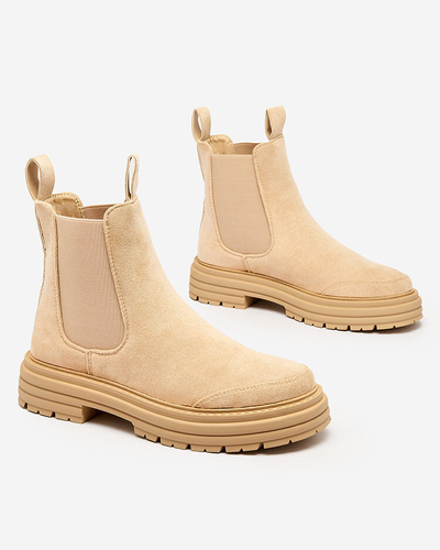 Royalfashion Bottes pour femme beige avec lanière décorative Loffdo