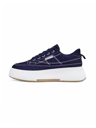 Baskets Callista pour femmes à plateforme, tissu bleu marine, printemps-été
