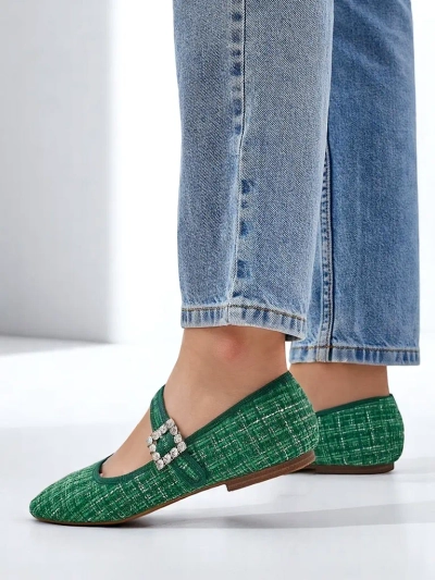 Royalfashion Ballerines à carreaux pour femmes avec boucle et strap Riffos