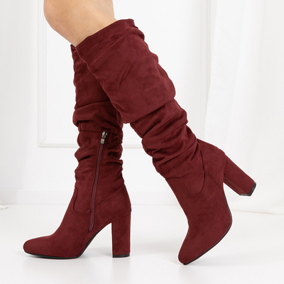 Bottines en daim bordeaux sur le poteau Grisa - Chaussures