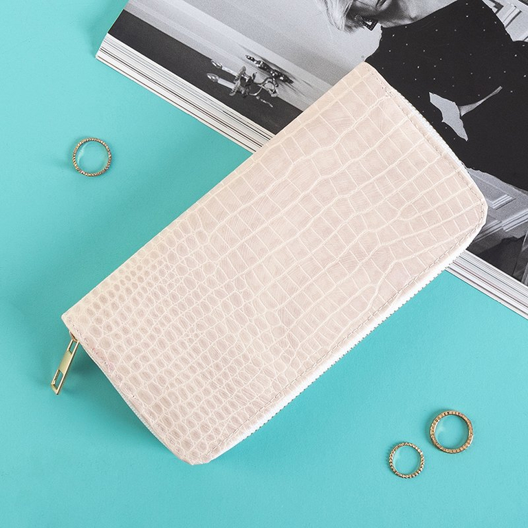 Portefeuille femme beige avec gaufrage - Accessoires