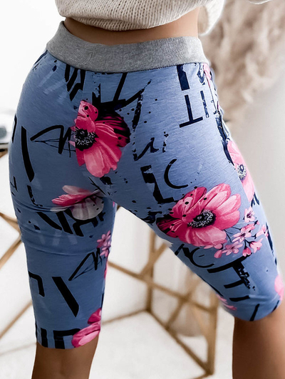 Short femme 3/4 bleu et rose imprimé GRANDE TAILLE - Vêtements