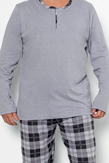 Pyjamas en coton à carreaux pour hommes ROYALFASHION GRANDE TAILLE