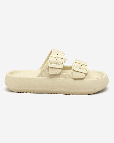 OUTLET Chaussons femme beige et vert à boucles Eckos - Chaussures