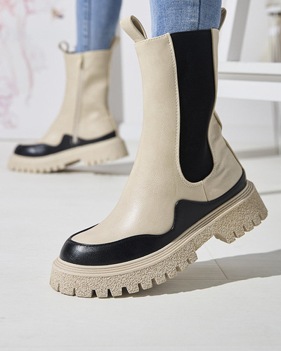 OUTLET Bottes montantes beige et noir pour femme Dorila - Footwear