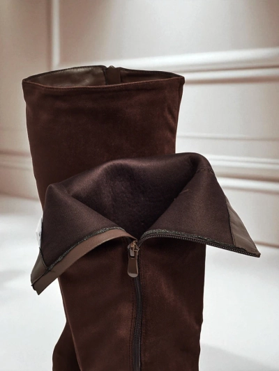 Bottes hautes pour femmes en éco-daim à talons épais GaleNest