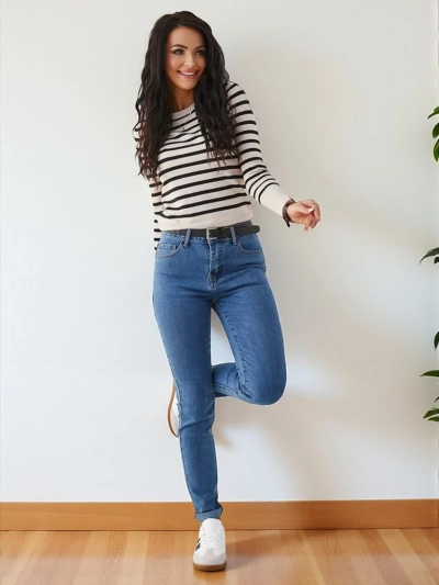 Jeans tapered en coton pour femmes Royalfashion