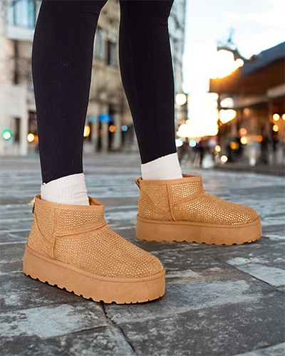 Royalfashion Bottes de neige pour femmes beige à la mode UGGs Corob