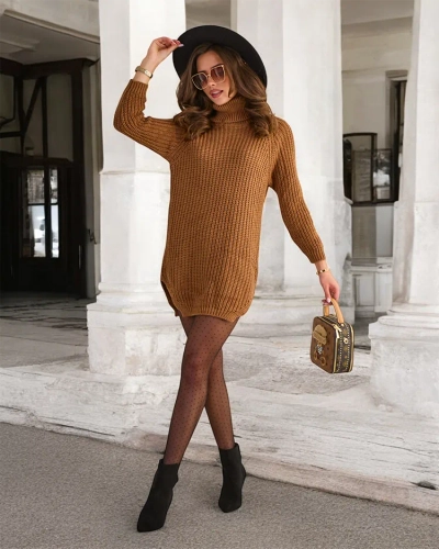 Royalfashion Pull à col roulé pour femme Longer
