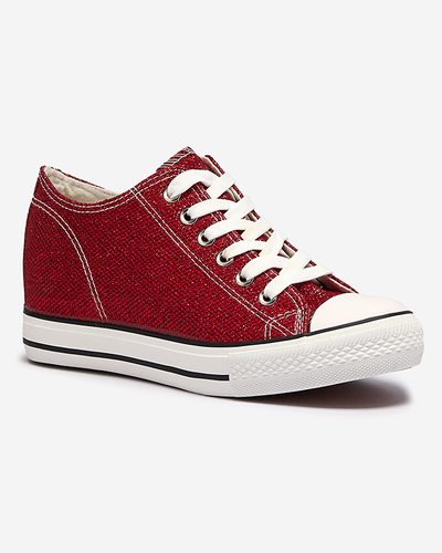 Baskets rouges pour femmes sur une ancre cachée avec fil brillant Seggat- Footwear