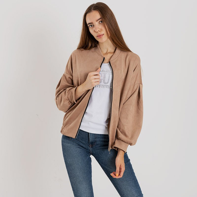 Blouson en daim beige pour femme - Vêtements