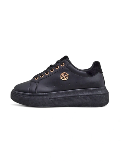 Sneakers pour femmes Erato Nero sur plateforme en cuir écologique 5cm