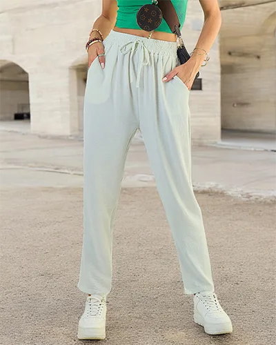 Royalfashion Pantalon large en tissu pour femme