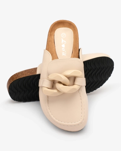 Royalfashion Tongs beige femme a'la mocassins Doleqi