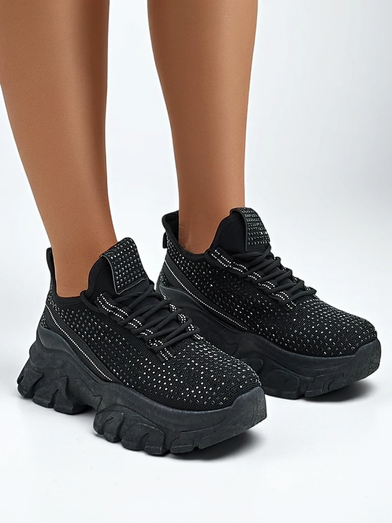 Royalfashion Baskets de Sport pour Femmes avec Strass Blysco