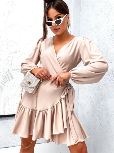 Robe mini liée pour femmes Royalfashion avec volants