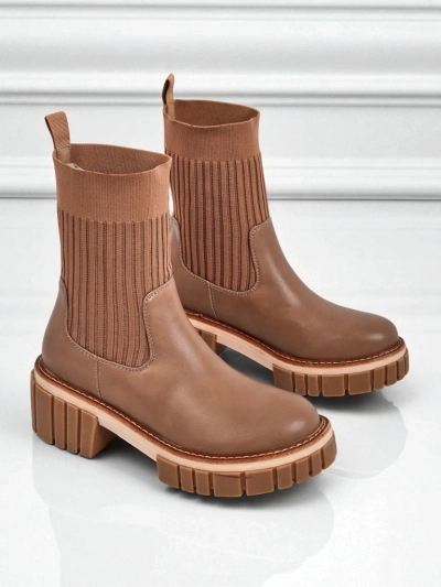 Bottines pour femmes à talon bloc en cuir écologique Ivy Storm