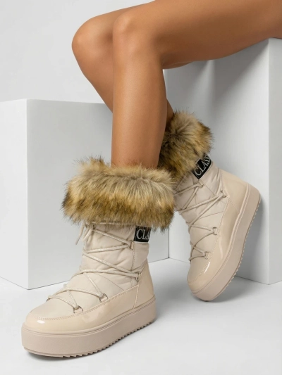 Royalfashion Beige slip-on boots a'la snow boots for women Gomllo
