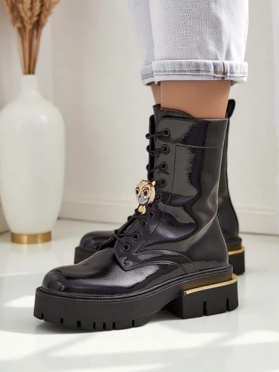 Bottines de travail en cuir verni pour femmes Tesiolle