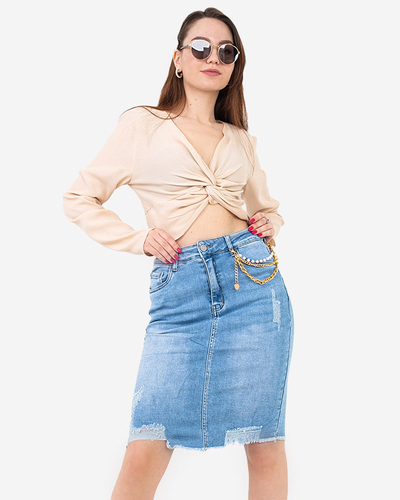 Jupe femme en jean bleu au-dessus du genou GRANDE TAILLE - Vêtements