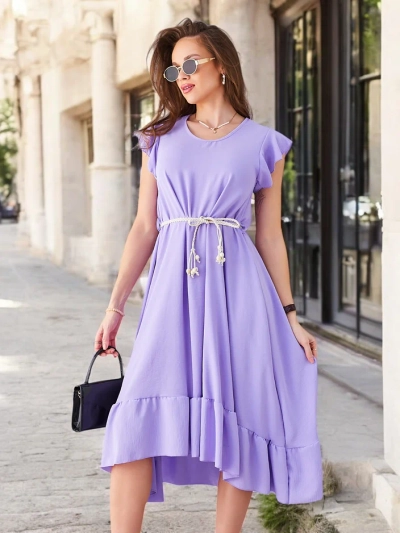 Robe midi pour femmes Royalfashion avec volants et manches courtes
