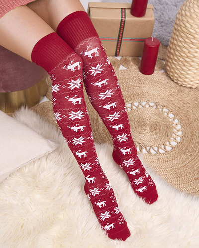 Chaussettes de Noël pour femmes en bordeaux- Sous-vêtements