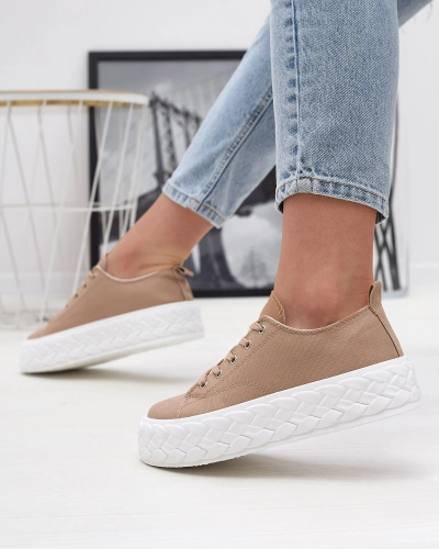 Baskets de sport marron clair à plateforme Saddol- Footwear